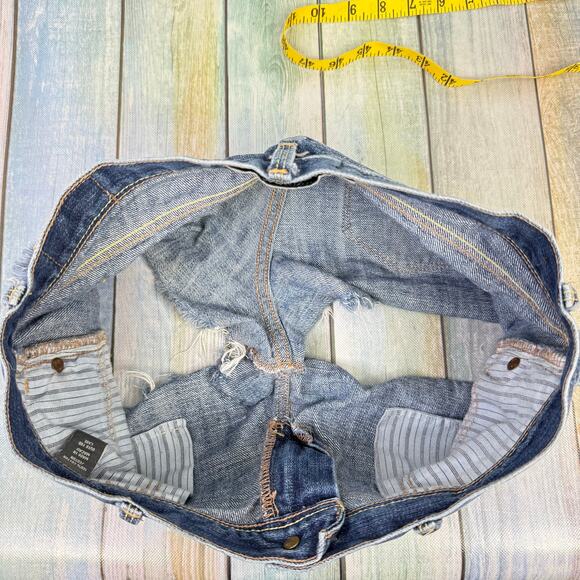 Abercrombie & Fitch Denim Cut Off Shorts Y2K Size 2 Low Rise Micro Mini Cotton - Picture 2 of 6